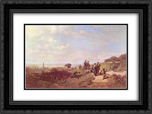 The Sunday walk 24x18 Black Ornate Wood Framed Art Print Poster with Double Matting by Spitzweg, Carl