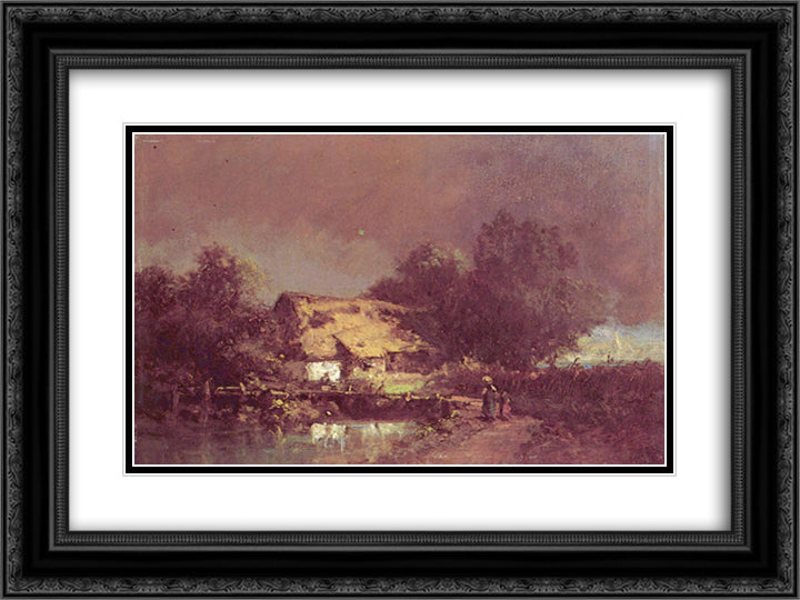 Thunderstorm 24x18 Black Ornate Wood Framed Art Print Poster with Double Matting by Spitzweg, Carl