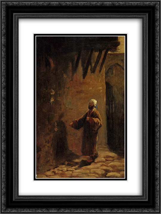 Turk in Enger Gasse 18x24 Black Ornate Wood Framed Art Print Poster with Double Matting by Spitzweg, Carl