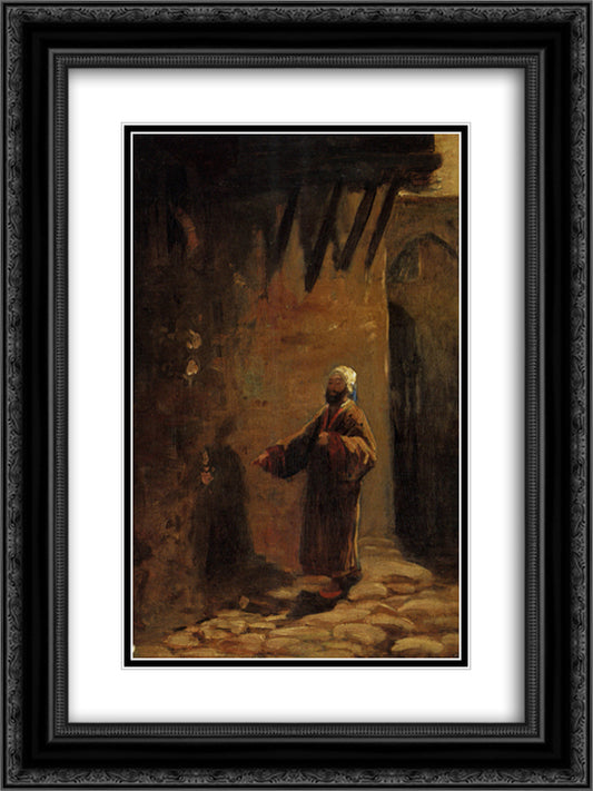 Turk in Enger Gasse 18x24 Black Ornate Wood Framed Art Print Poster with Double Matting by Spitzweg, Carl