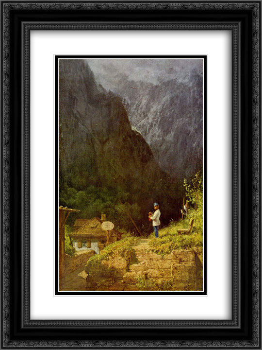 Tyrolean toll house 18x24 Black Ornate Wood Framed Art Print Poster with Double Matting by Spitzweg, Carl