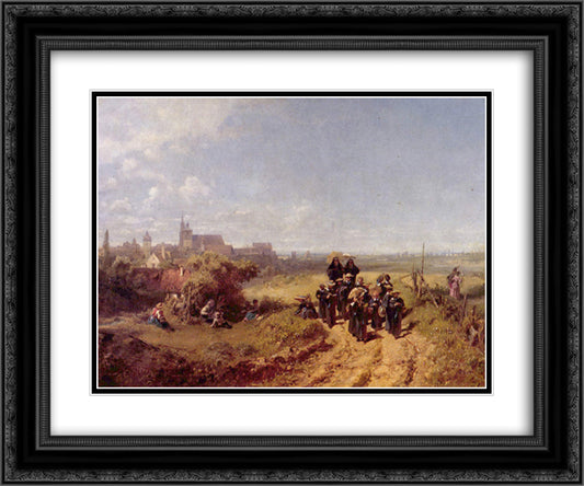 Walk With the Institute 24x20 Black Ornate Wood Framed Art Print Poster with Double Matting by Spitzweg, Carl