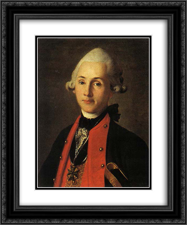 Heinrich Friedrich Wilhelm von Ploets 20x24 Black Ornate Wood Framed Art Print Poster with Double Matting by Christineck, Carl Ludwig