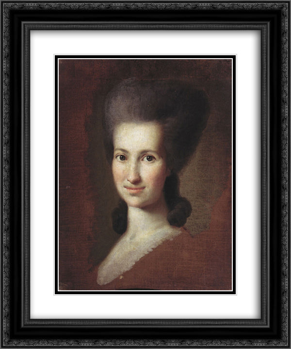 Portrait of a Woman 20x24 Black Ornate Wood Framed Art Print Poster with Double Matting by Christineck, Carl Ludwig