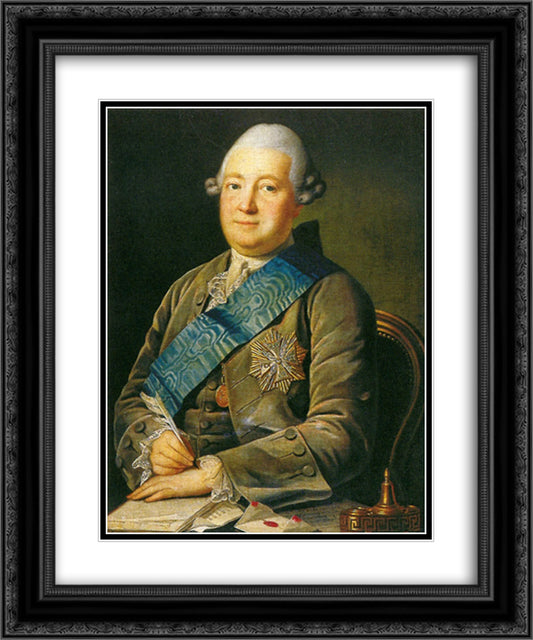 Portrait of Adam Vasilevich Olsufyev 20x24 Black Ornate Wood Framed Art Print Poster with Double Matting by Christineck, Carl Ludwig