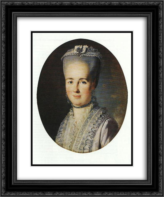 Portrait of an unknown woman 20x24 Black Ornate Wood Framed Art Print Poster with Double Matting by Christineck, Carl Ludwig