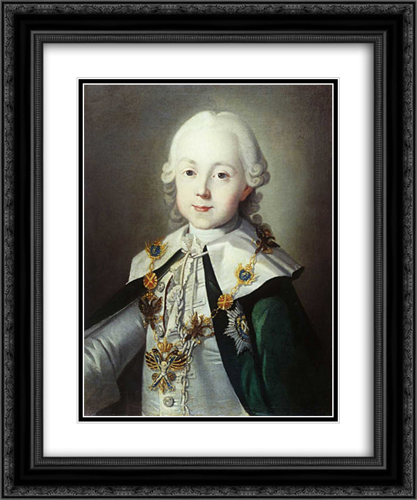 Portrait of Paul of Russia dressed as Chevalier of the Order of St. Andrew 20x24 Black Ornate Wood Framed Art Print Poster with Double Matting by Christineck, Carl Ludwig