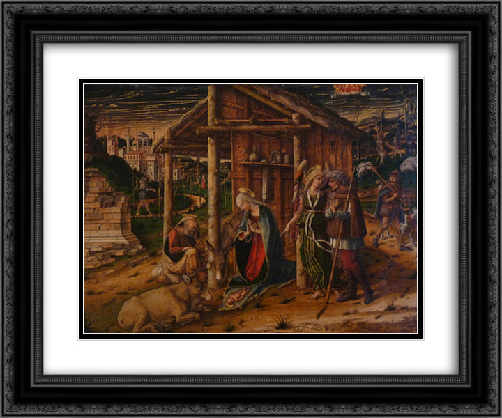 Adoration of the Shepherds 24x20 Black Ornate Wood Framed Art Print Poster with Double Matting by Crivelli, Carlo