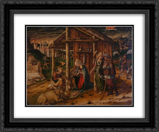 Adoration of the Shepherds 24x20 Black Ornate Wood Framed Art Print Poster with Double Matting by Crivelli, Carlo