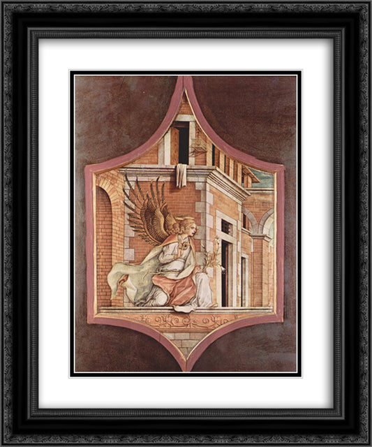 Annunciation angel 20x24 Black Ornate Wood Framed Art Print Poster with Double Matting by Crivelli, Carlo