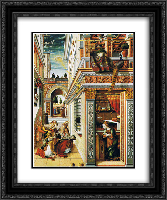 Annunciation with Saint Emidius 20x24 Black Ornate Wood Framed Art Print Poster with Double Matting by Crivelli, Carlo