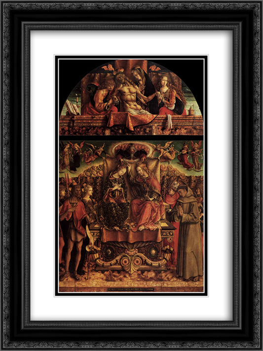 Coronation of the Virgin 18x24 Black Ornate Wood Framed Art Print Poster with Double Matting by Crivelli, Carlo