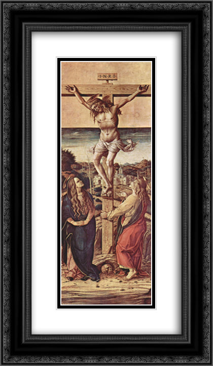 Crucifixion 14x24 Black Ornate Wood Framed Art Print Poster with Double Matting by Crivelli, Carlo