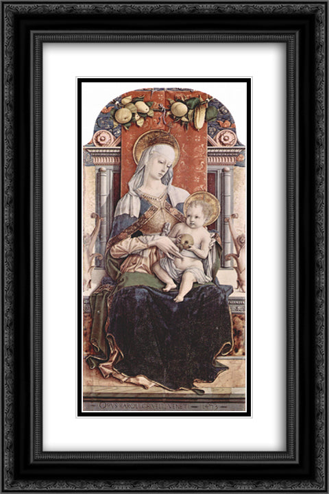 Enthroned Madonna 16x24 Black Ornate Wood Framed Art Print Poster with Double Matting by Crivelli, Carlo