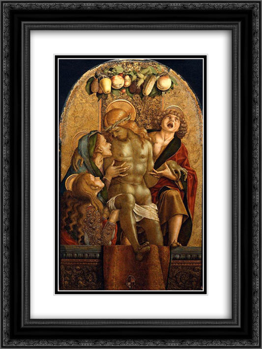 Lamentation Over the Dead Christ 18x24 Black Ornate Wood Framed Art Print Poster with Double Matting by Crivelli, Carlo