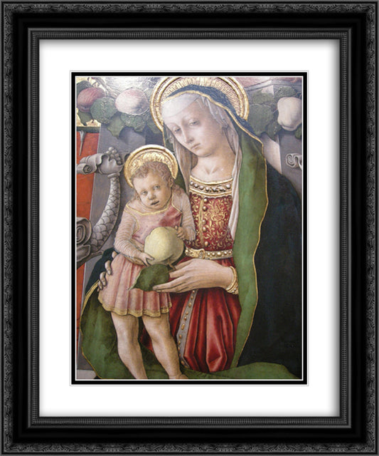 Madonna Enthroned with Donor (detail) 20x24 Black Ornate Wood Framed Art Print Poster with Double Matting by Crivelli, Carlo