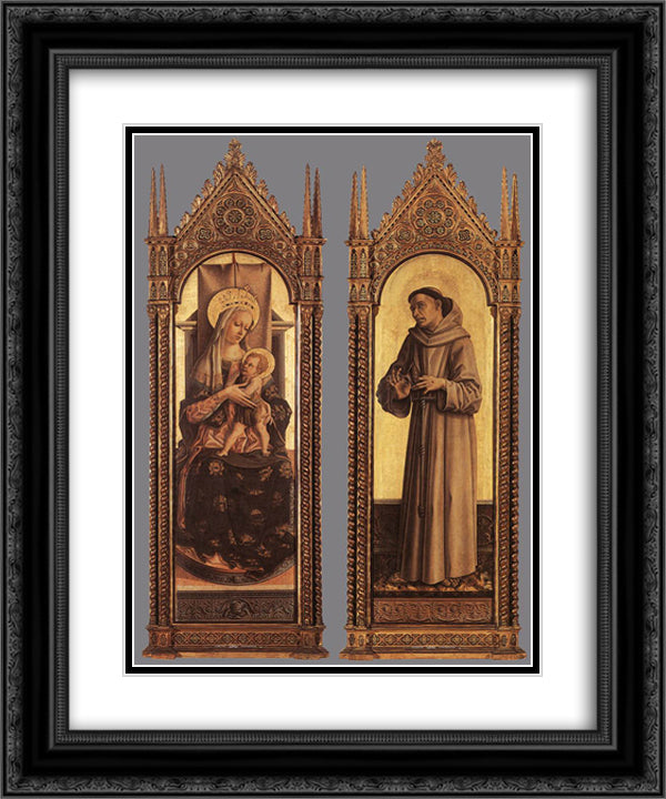 Madonna and Child, St Francis of Assisi 20x24 Black Ornate Wood Framed Art Print Poster with Double Matting by Crivelli, Carlo