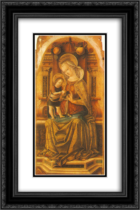 Madonna and Child Enthroned 16x24 Black Ornate Wood Framed Art Print Poster with Double Matting by Crivelli, Carlo