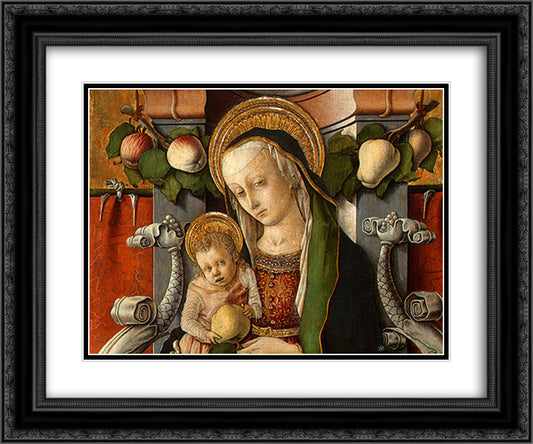 Madonna and Child enthroned with donor 24x20 Black Ornate Wood Framed Art Print Poster with Double Matting by Crivelli, Carlo