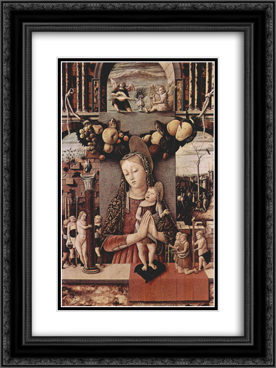 Madonna of the Passion 18x24 Black Ornate Wood Framed Art Print Poster with Double Matting by Crivelli, Carlo