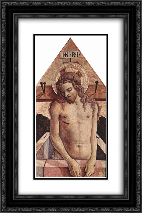 Man of Sorrow 16x24 Black Ornate Wood Framed Art Print Poster with Double Matting by Crivelli, Carlo