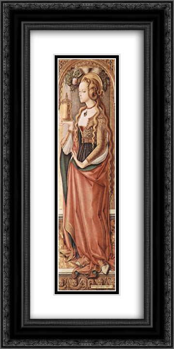 Mary Magdalene 12x24 Black Ornate Wood Framed Art Print Poster with Double Matting by Crivelli, Carlo