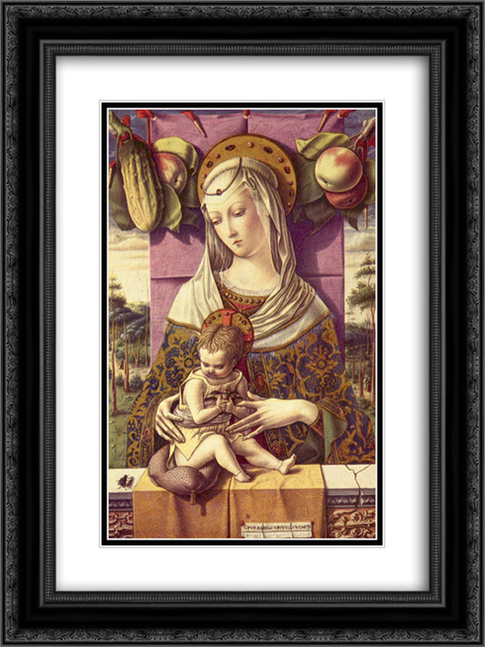 Mary with child 18x24 Black Ornate Wood Framed Art Print Poster with Double Matting by Crivelli, Carlo