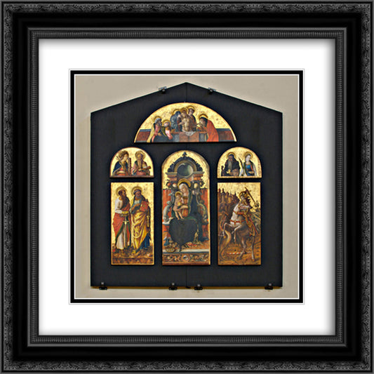 Polyptych 20x20 Black Ornate Wood Framed Art Print Poster with Double Matting by Crivelli, Carlo