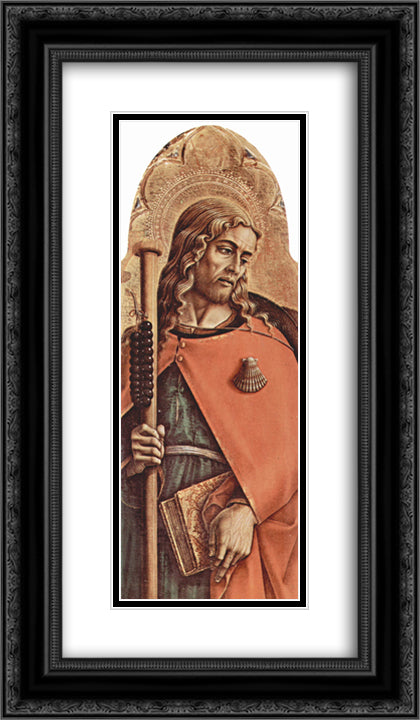 Saint 14x24 Black Ornate Wood Framed Art Print Poster with Double Matting by Crivelli, Carlo