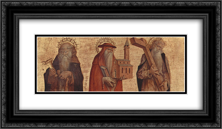 Saint Anthony, Saint Jerome, Saint Andrew 24x14 Black Ornate Wood Framed Art Print Poster with Double Matting by Crivelli, Carlo