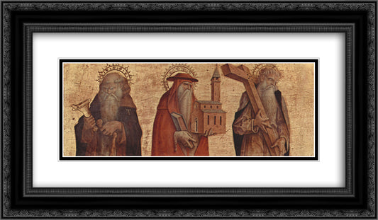 Saint Anthony, Saint Jerome, Saint Andrew 24x14 Black Ornate Wood Framed Art Print Poster with Double Matting by Crivelli, Carlo