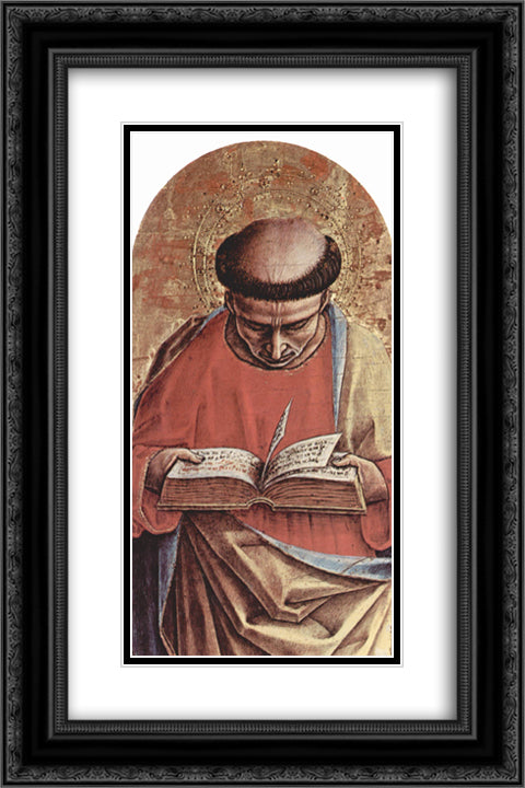 Saint Bartholomew 16x24 Black Ornate Wood Framed Art Print Poster with Double Matting by Crivelli, Carlo