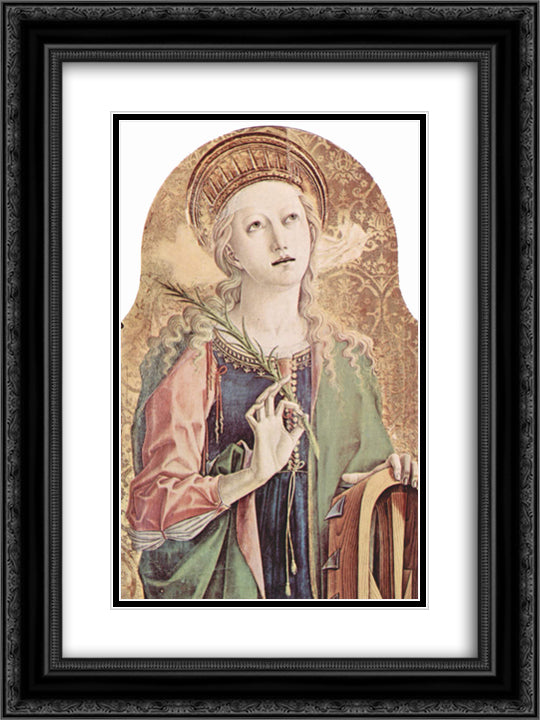 Saint Catherine of Alexandria 18x24 Black Ornate Wood Framed Art Print Poster with Double Matting by Crivelli, Carlo