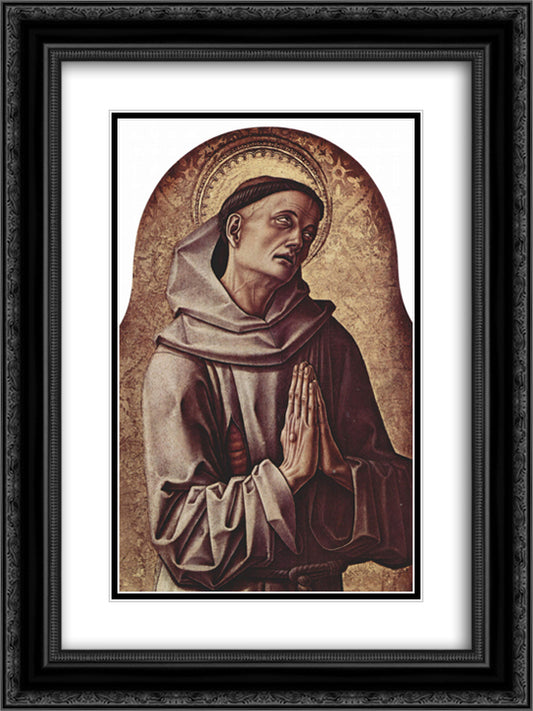 Saint Dominic 18x24 Black Ornate Wood Framed Art Print Poster with Double Matting by Crivelli, Carlo