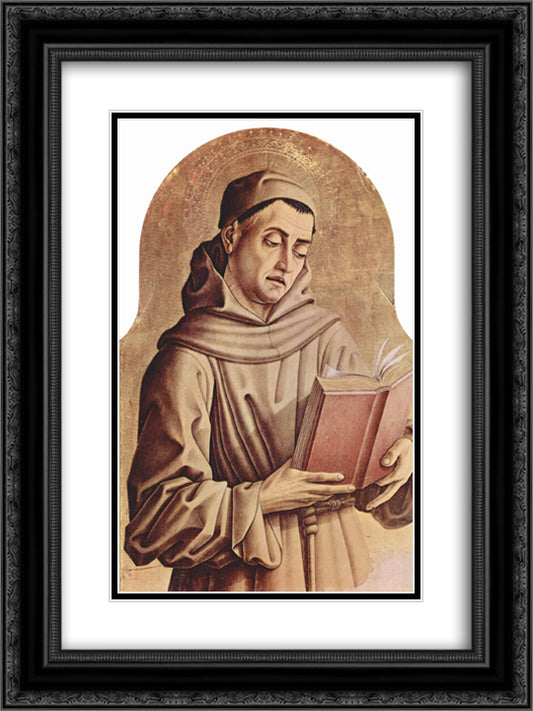 Saint Francis 18x24 Black Ornate Wood Framed Art Print Poster with Double Matting by Crivelli, Carlo