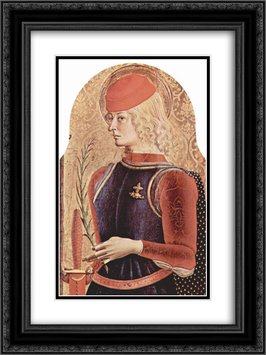 Saint George 18x24 Black Ornate Wood Framed Art Print Poster with Double Matting by Crivelli, Carlo