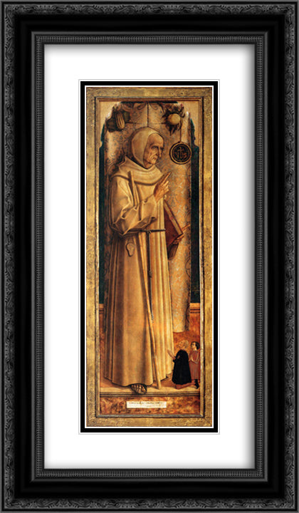 Saint James of the Marches with two kneeling donor 14x24 Black Ornate Wood Framed Art Print Poster with Double Matting by Crivelli, Carlo