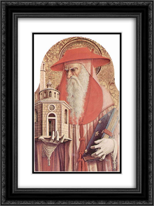 Saint Jerome 18x24 Black Ornate Wood Framed Art Print Poster with Double Matting by Crivelli, Carlo