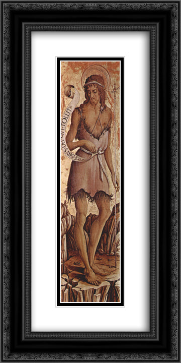 Saint John the Baptist 12x24 Black Ornate Wood Framed Art Print Poster with Double Matting by Crivelli, Carlo