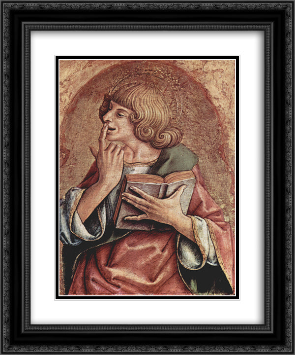 Saint John the Evangelist 20x24 Black Ornate Wood Framed Art Print Poster with Double Matting by Crivelli, Carlo