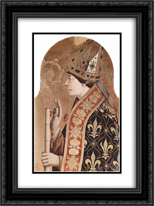 Saint Louis of Toulouse 18x24 Black Ornate Wood Framed Art Print Poster with Double Matting by Crivelli, Carlo