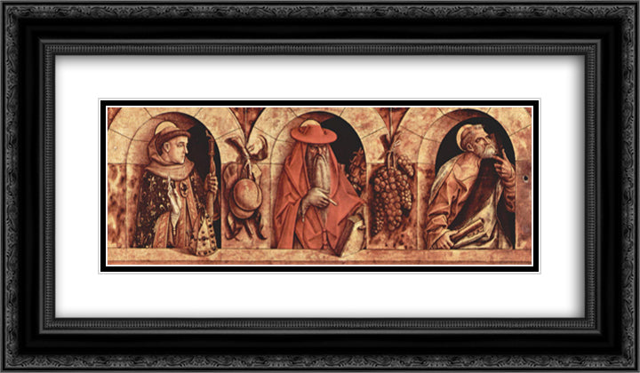 Saint Louis of Toulouse Saint Jerome Saint Peter and 24x14 Black Ornate Wood Framed Art Print Poster with Double Matting by Crivelli, Carlo