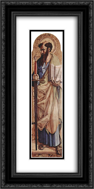 Saint Paul 12x24 Black Ornate Wood Framed Art Print Poster with Double Matting by Crivelli, Carlo