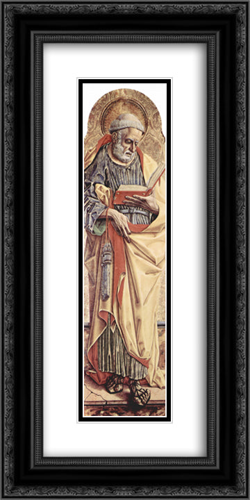 Saint Peter 12x24 Black Ornate Wood Framed Art Print Poster with Double Matting by Crivelli, Carlo