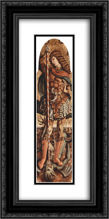 Saint Roch 12x24 Black Ornate Wood Framed Art Print Poster with Double Matting by Crivelli, Carlo