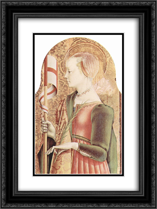 Saint Ursula 18x24 Black Ornate Wood Framed Art Print Poster with Double Matting by Crivelli, Carlo