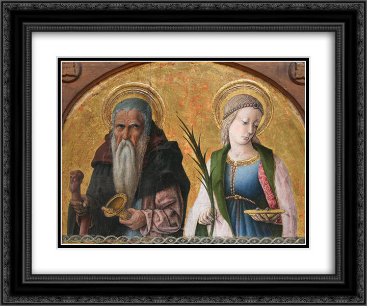 Saints Anthony and Lucia 24x20 Black Ornate Wood Framed Art Print Poster with Double Matting by Crivelli, Carlo