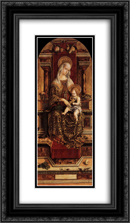 Virgin and Child 14x24 Black Ornate Wood Framed Art Print Poster with Double Matting by Crivelli, Carlo