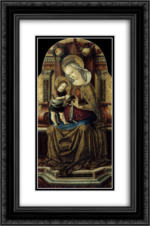 Virgin and Child Enthroned 16x24 Black Ornate Wood Framed Art Print Poster with Double Matting by Crivelli, Carlo