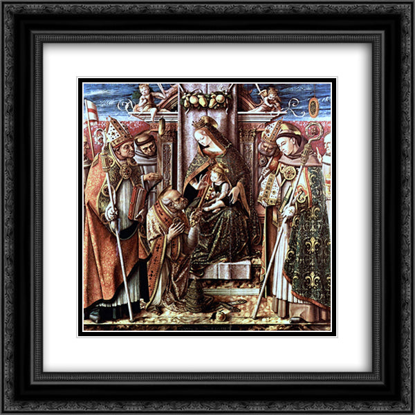 Virgin and Child Enthroned with Saints 20x20 Black Ornate Wood Framed Art Print Poster with Double Matting by Crivelli, Carlo